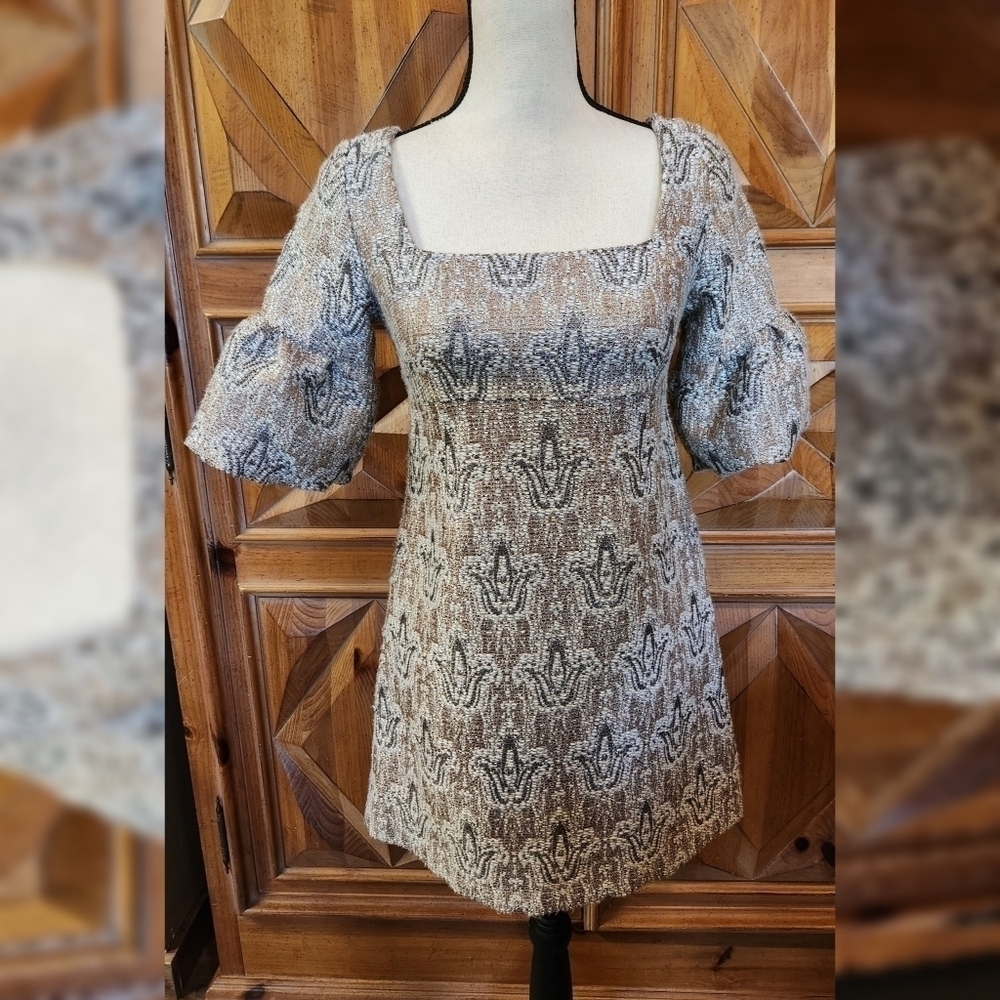 Vintage BB Dakota Retro Dress Size S  Puff Sleeve Shimmer Short Party